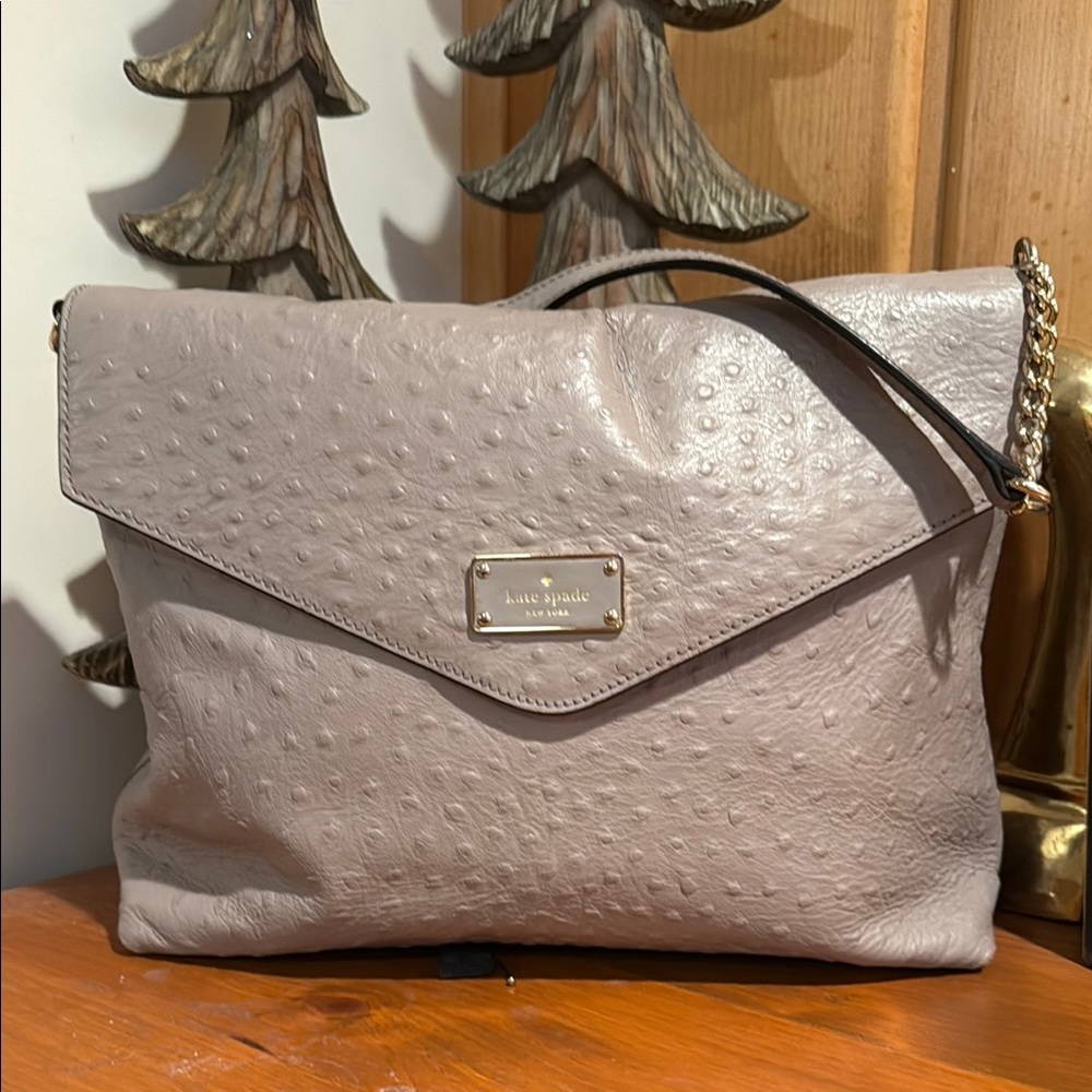Kate Spade Gray Shoulder Bag with Flap Closure